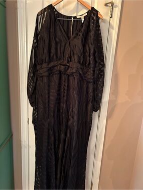BKE Black Sheer Stripe Maxi Dress- brought on Nuuly